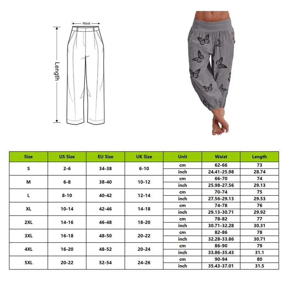 

Women's Casual Butterfly Print Wide Leg Pants Lady Loose Lantern Harem Yoga Trousers Dance Pants