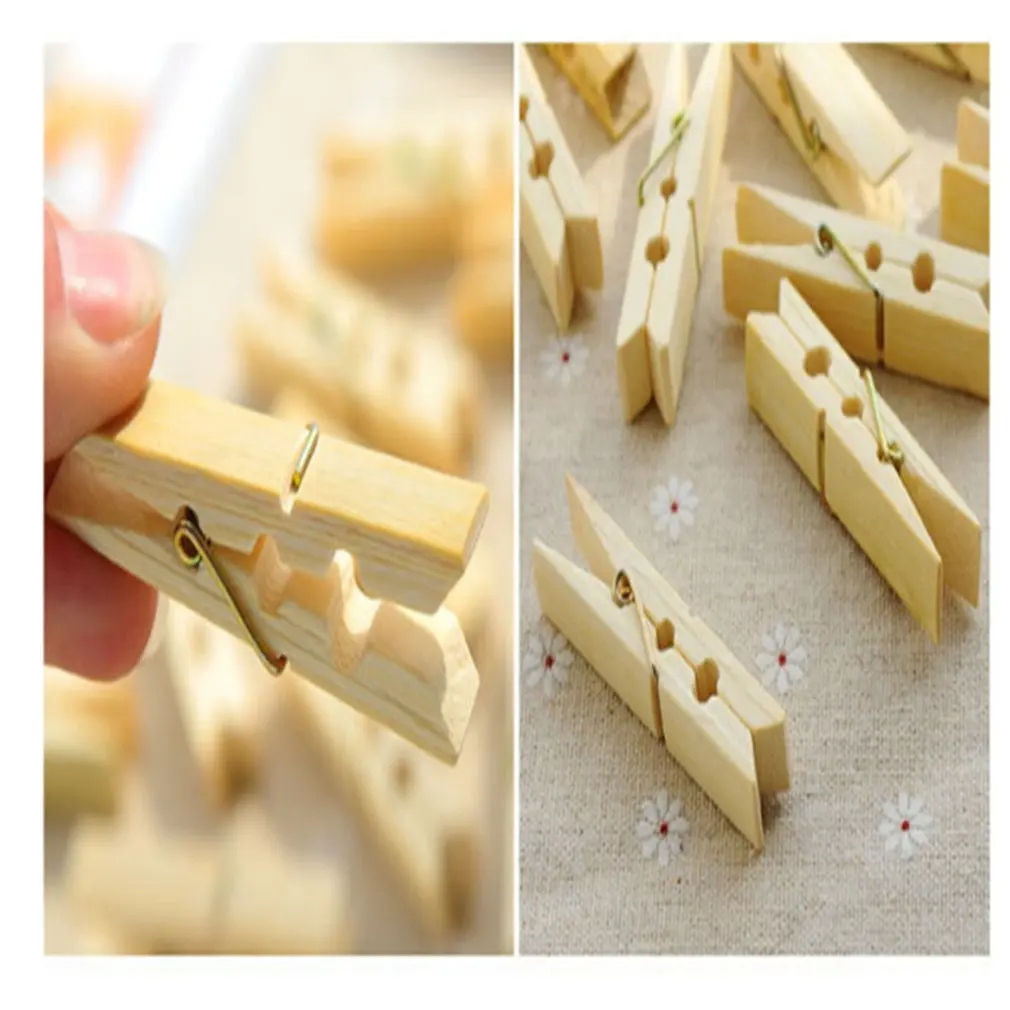 

20PCS/SET Multifunctional Simple Home Essential Convenient Laundry Natural Bamboo Windbreak Clips Fashion Clothes Pegs