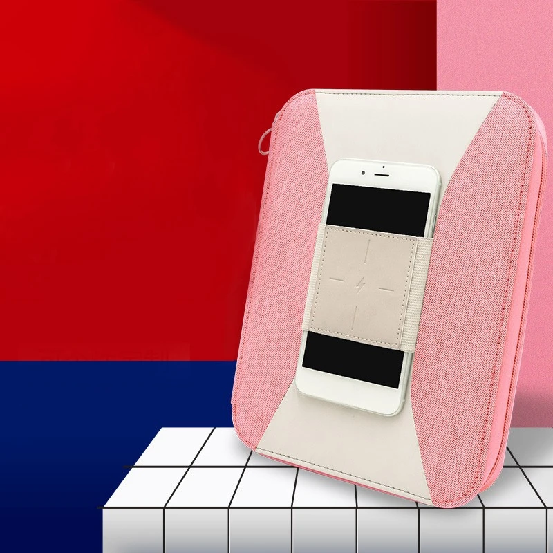 Веганская кожа Беспроводное зарядное устройство сумка для ноутбука с блокнотом