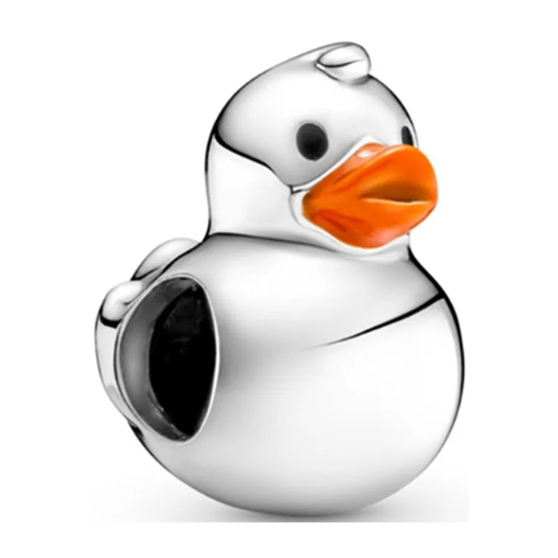 

2021 Autumn New High-quality 925 Sterling Silver Polished Rubber Duck Ornaments, Suitable For Diy Bracelets As Jewelry