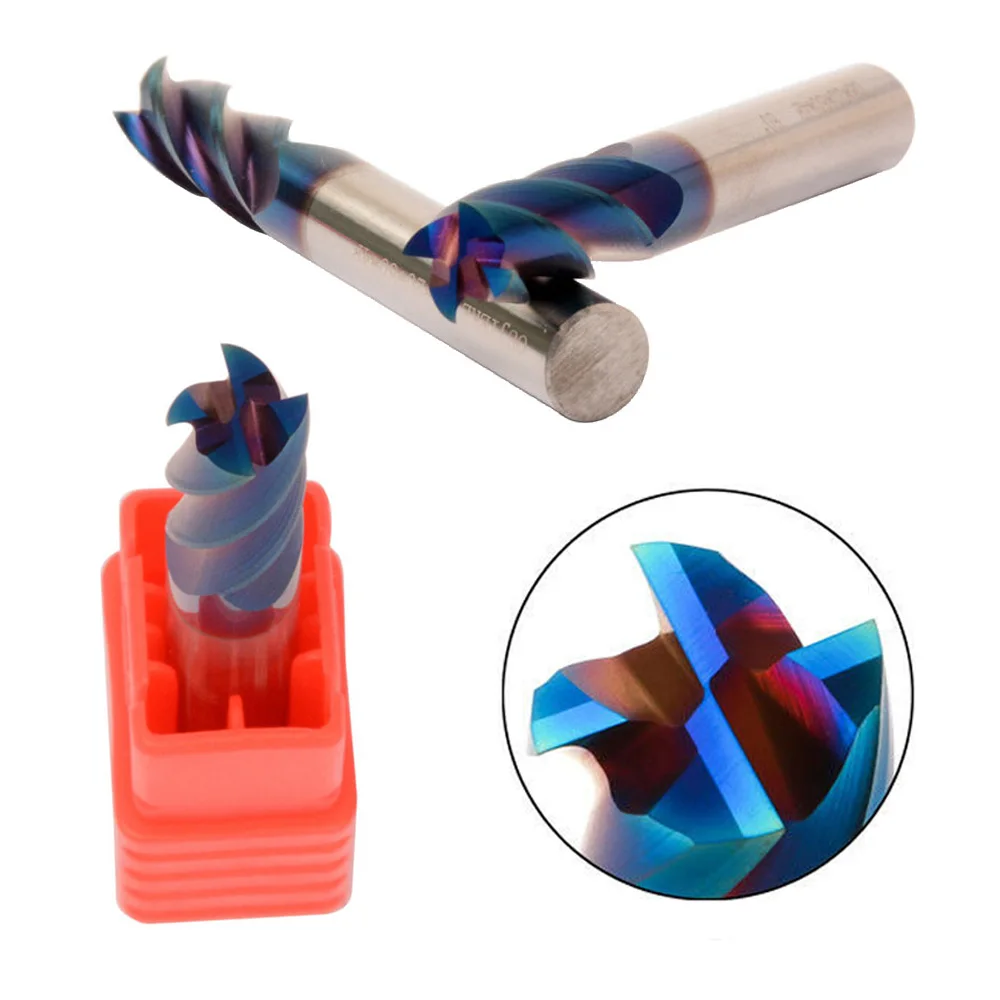 

8mm HRC65 4F Nano Tungsten Carbide End Mill Milling Cutter For Stainless Steel High Quality Blue Nano Coating End Mill