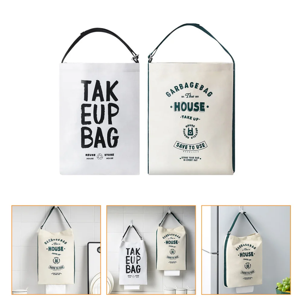

2pcs Fabric Storage Bags Hanging Storage Bags Cloth Garbage Bags White + Khaki)