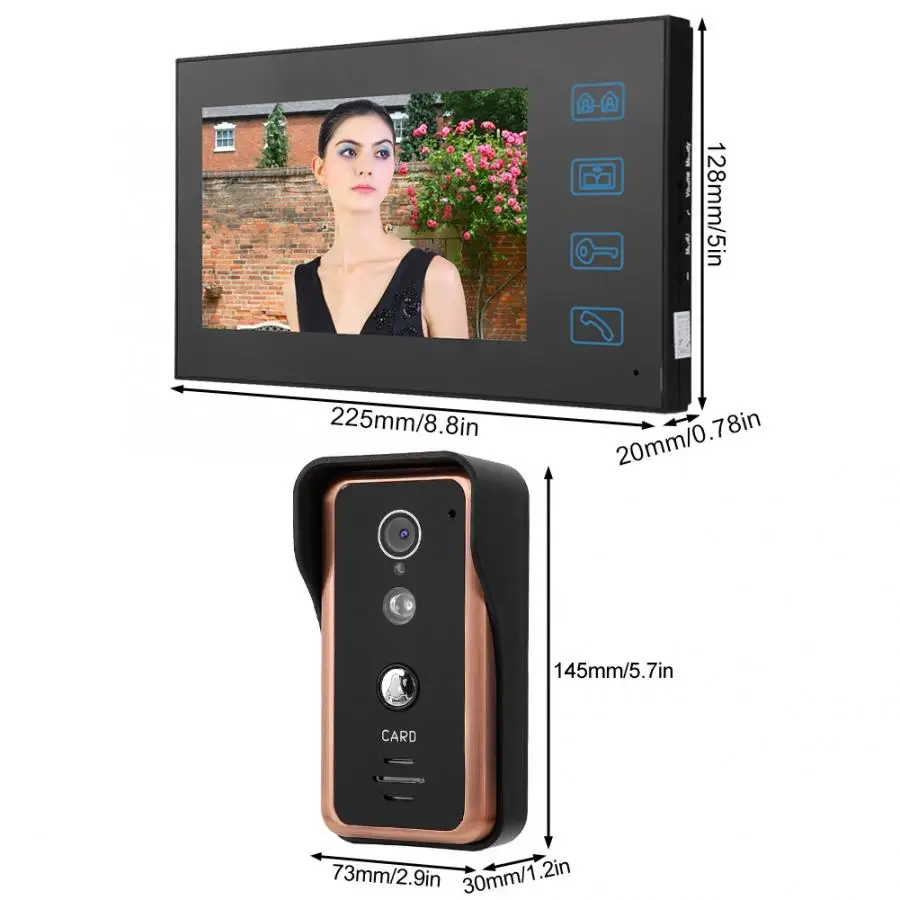 Монитор камеры дверной звонок 7 в 2 монитора проводной видео телефон двери ИК