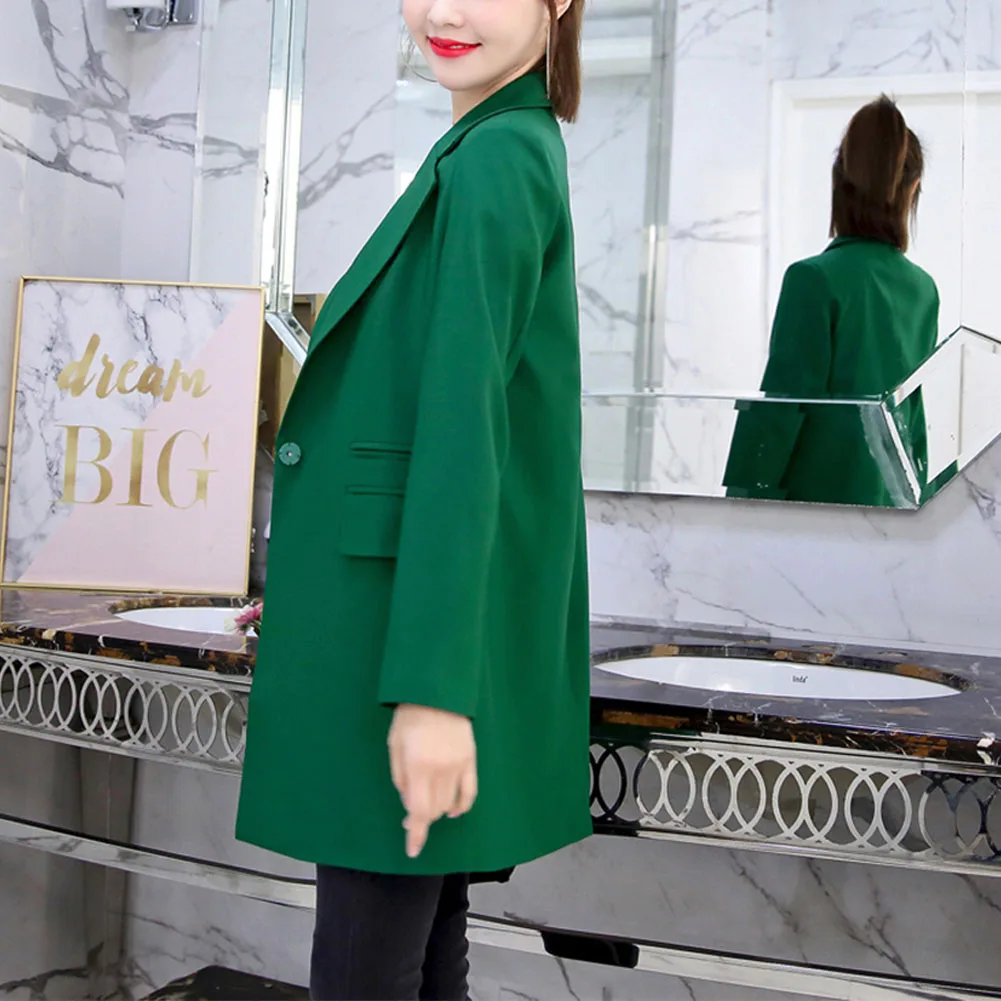 Весенне осенний однотонный Повседневный Блейзер Женский офисный приталенный