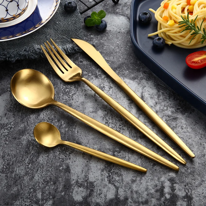

Dinnerware Gold Cutlery Set 304 Stainless Steel Luxury Flatware Home Silverware Fork Spoon Knife Kitchen Dinner Set Dropshipping
