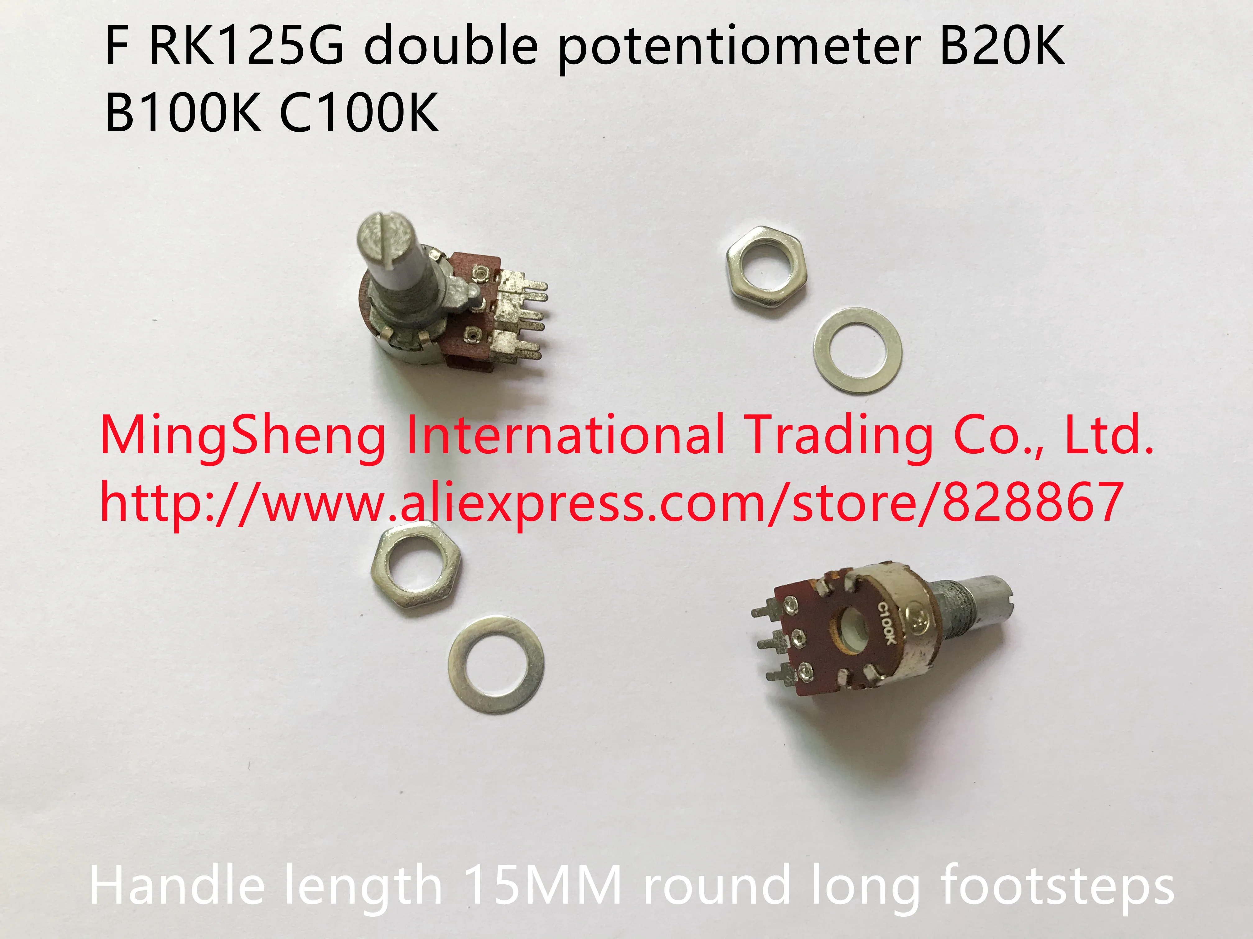 

Оригинальный новый 100% импорт F RK125G двойной потенциометр B20K B100K C100K длинная ручка 15 мм круглые длинные шаги (переключатель)