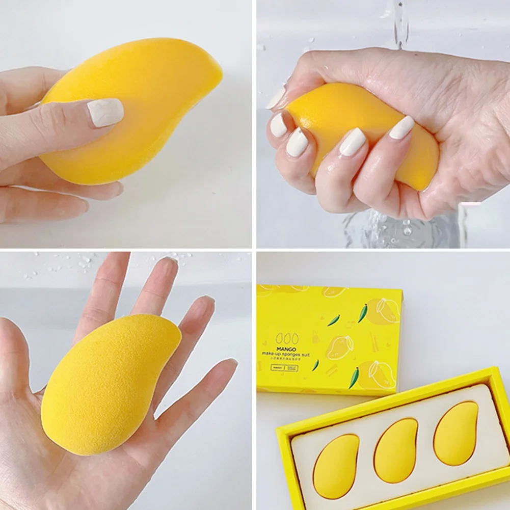 

3pcs Soft Mango Shape Makeup Puff Set Powder Sponge Puff Cosmetic for Foundation Concealer Cream Tools