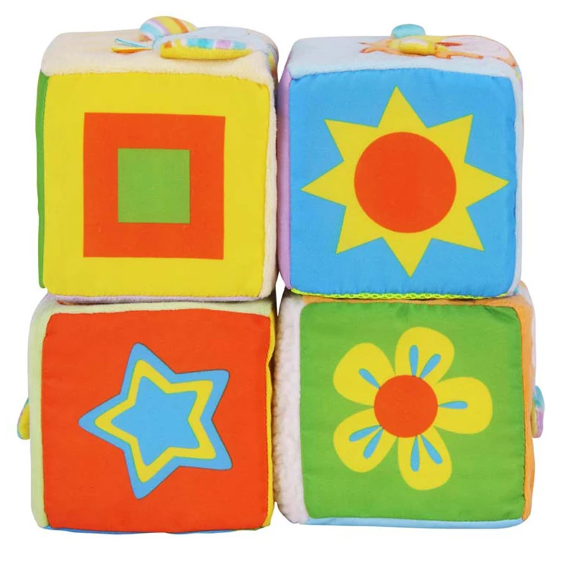 Детские игрушки для новорожденных 0-12 месяцев погремушка из ткани строительные блоки Мягкая кукла Плюшевые Мягкие кубики развивающие