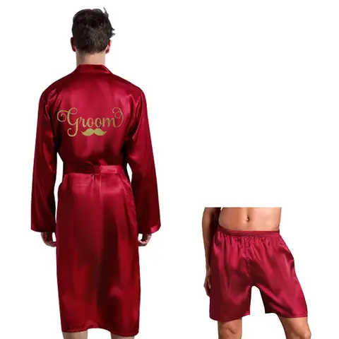 Кимоно легкое атласное длинное однотонное, ночная рубашка, повседневный халат-кимоно, одежда для сна, пижамный комплект с шортами для мужчин