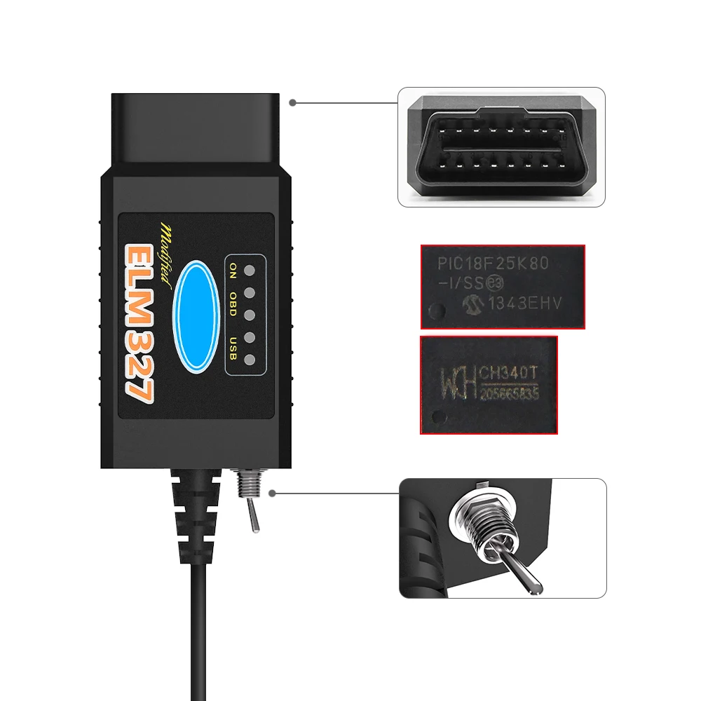 10 шт. ELM 327 в 1 5 PIC18F25K80 FORScan ELM327 V1.5 USB сканер CH340 HS CAN/MS CAN для Ford OBD 2 OBD2 автомобильный