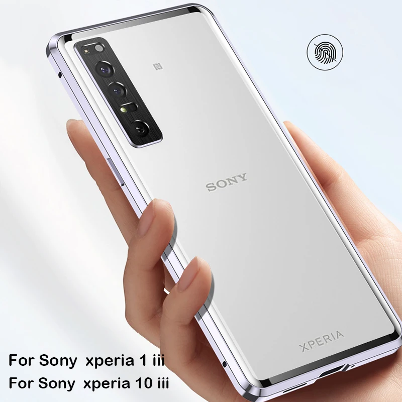 360 Full Magnetic Case For Sony Xperia 10 iii 1 iii Phone Case 5 IV Aluminum Metal Bumper Tempered Glass Camera Protector Cover