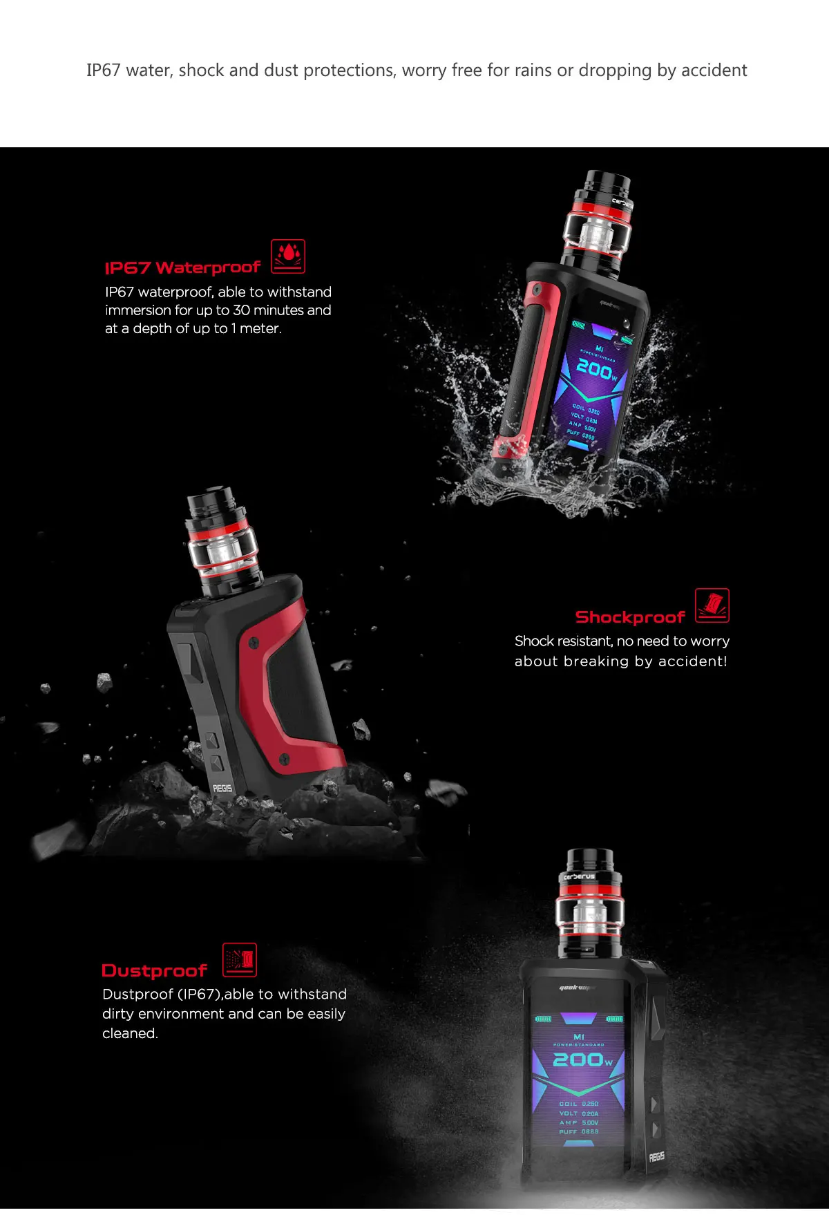 2 шт./партия Geekvape Aegis X Kit 200 Вт коробка мод водонепроницаемый электронная сигарета Vape с 5,5 мл Cerberus Танк испаритель VS Aegis Solo