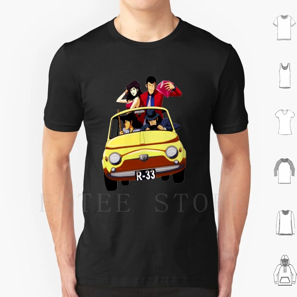 Lupin 500 Хлопковая мужская футболка с принтом сделай сам The Third 3rd Anime манга Fiat Италия