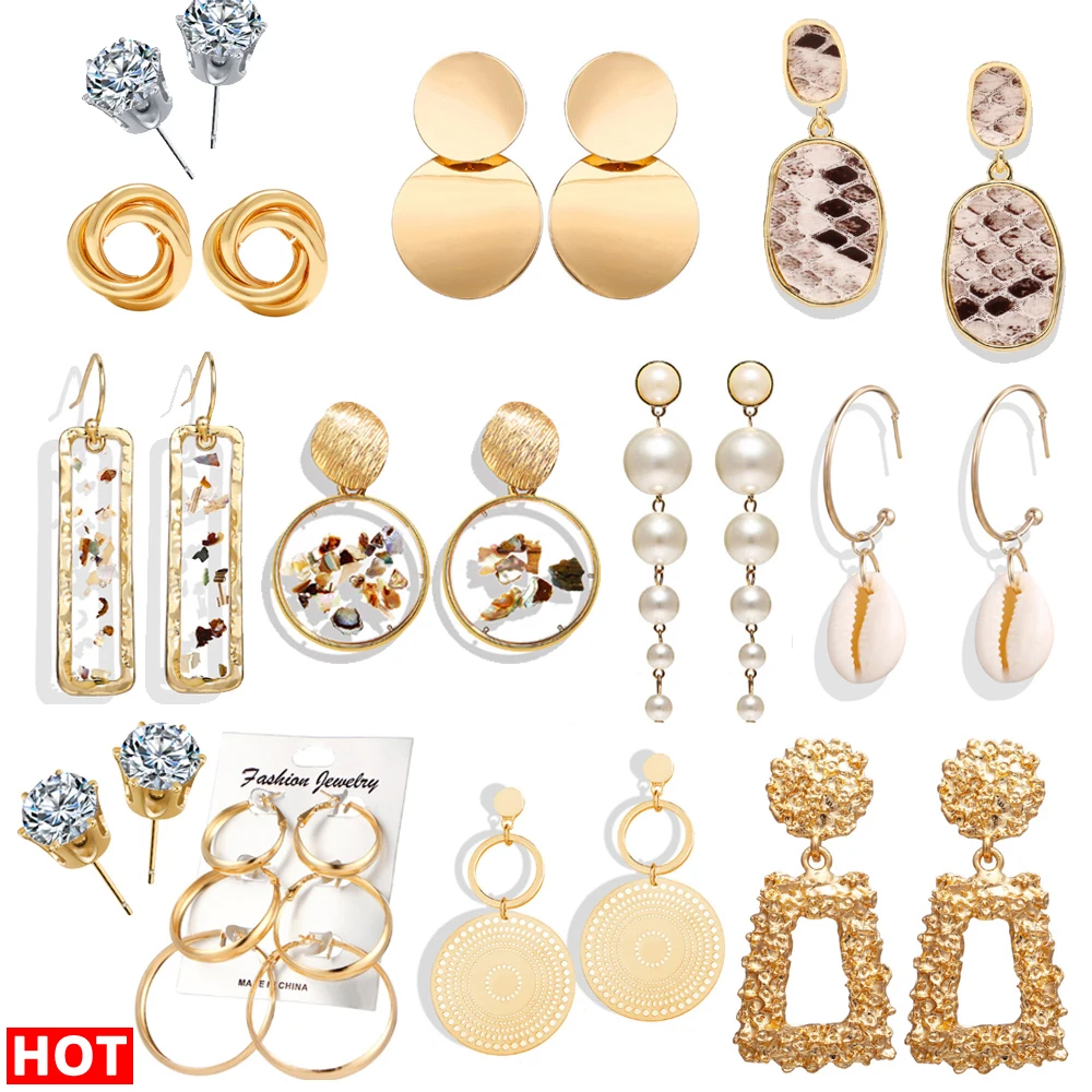 Модные серьги 2019 золотые капли для женщин круглые акриловые геометрические в