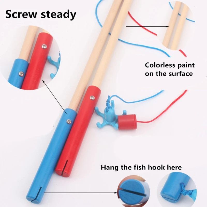 

High Quality Wooden Magnetic Fishing Rod Toys For Kids Fishing Game Accessories