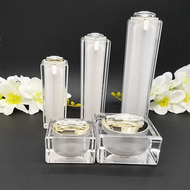 15 г Акриловая банка для крема золотой/черный/жемчужный белый квадратной формы