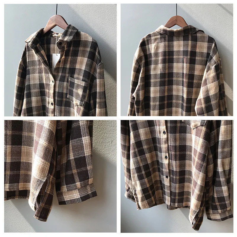 Женская винтажная блузка Johnature свободная рубашка с длинным рукавом на кнопках и