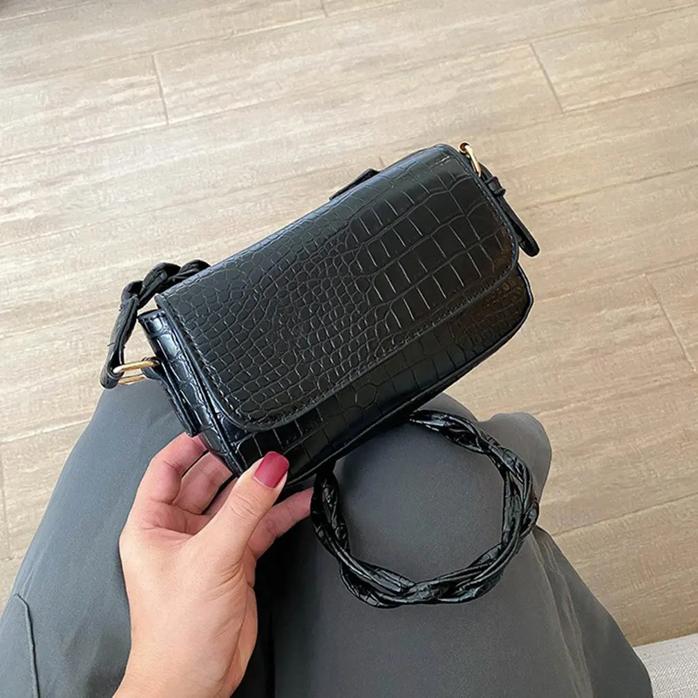 

Women Casual Shoulder Messenger Bags PU Leather Pure Color Chain Tote Purses Youth Ladies Simple Versatile Bag