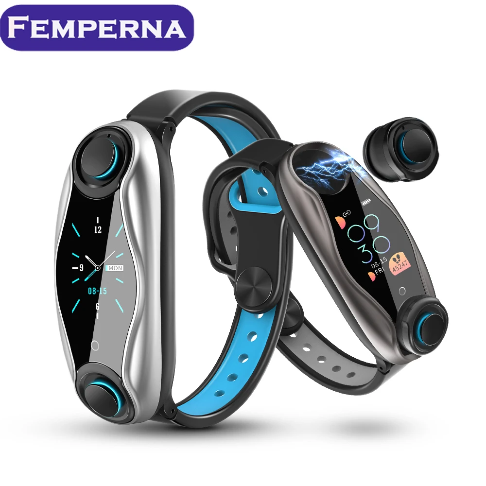 Femperna, беспроводные наушники, двойные, Bluetooth, наушники, наушники, ответ на вызов, дыхательный светильник, фитнес, умный Браслет, умные часы