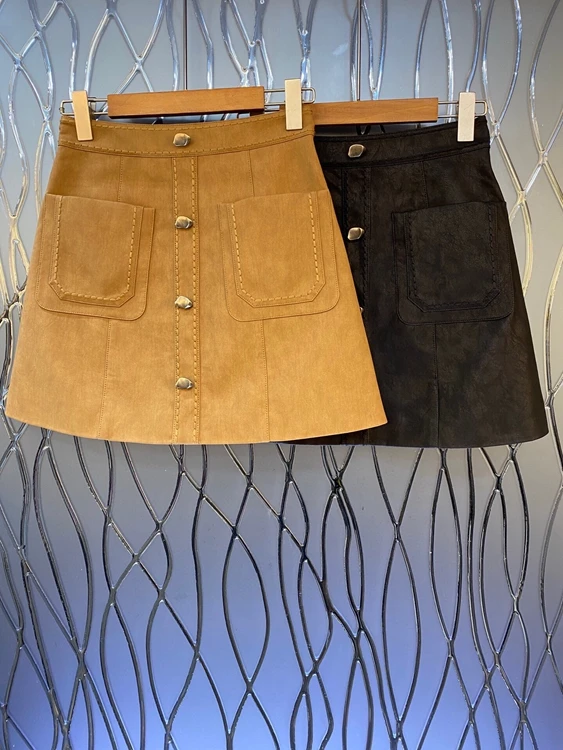 

Новинка 2021, модное украшение на молнии сзади для женщин, трапециевидный подол, украшение с пряжкой, симметричные карманы, универсальная юбк...