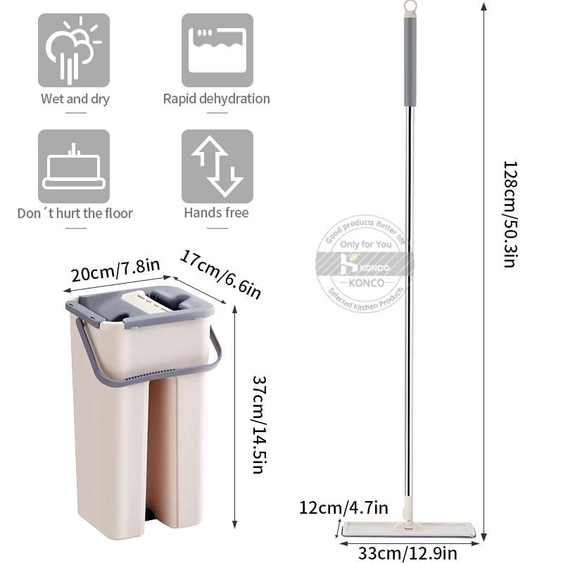 Швабра Konco для мытья полов вращающаяся на 360 градусов швабра с ведром | Дом и сад