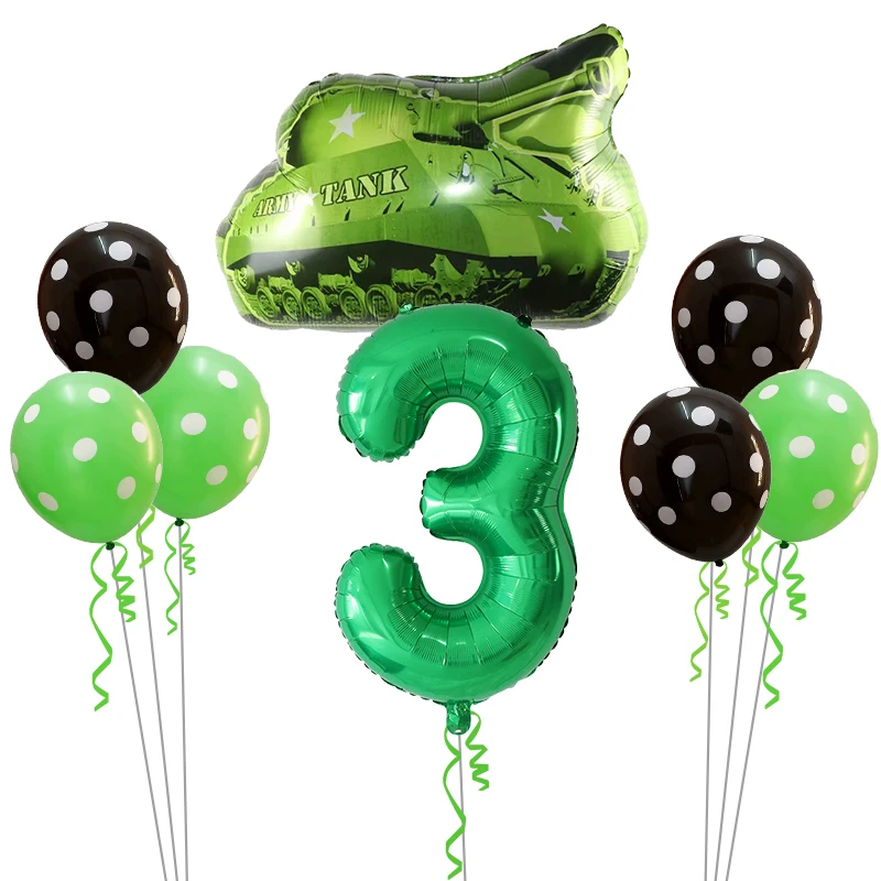 Green 3 8 шт. Мультяшные автомобильные шары, грузовик, поезд, фольгированный шар, 30 дюймов, номер, Полицейская машина, Globos, детские подарки, украшения для дня рождения, для детей - Цвет: Green 3