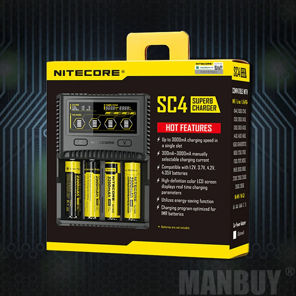 2020 NITECORE SC4 интеллектуальная Быстрая зарядка превосходное зарядное устройство с