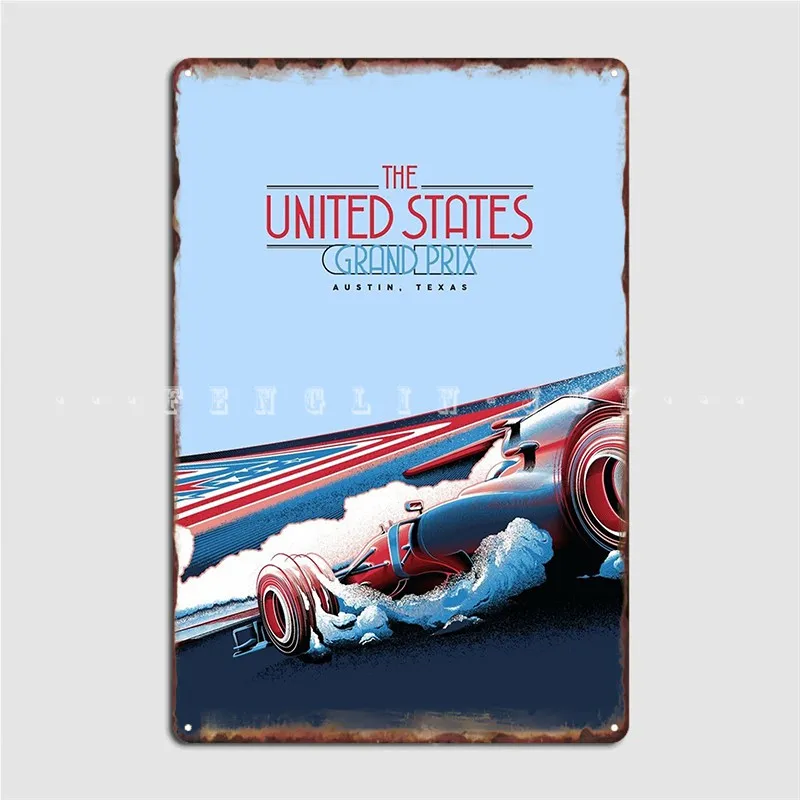 

United States Abstract Grand Prix Auto Advertising Metal Sign Wall Decor Cinema Printing Cinema Living Room Tin Sign Poster