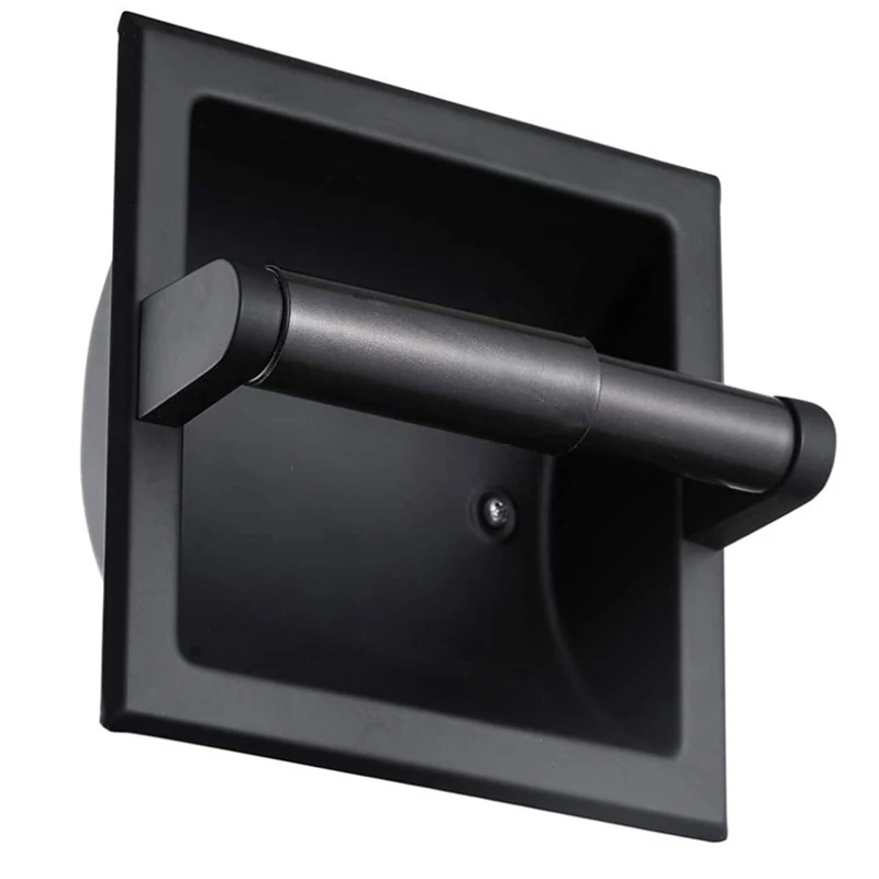

Recessed Toilet Paper Holder,Contemporary Hotel Style Wall Toilet Paper Holder - Recessed Toilet Tissue Holder Black