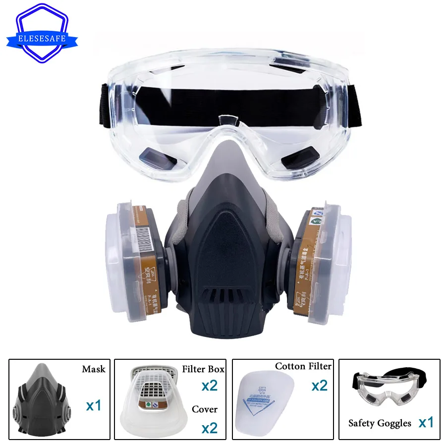 

Очки с полулицевым газовым двойным фильтром, защитные очки 8 в 1 для покраски, распыления, сварки, шлифовки, защиты работ