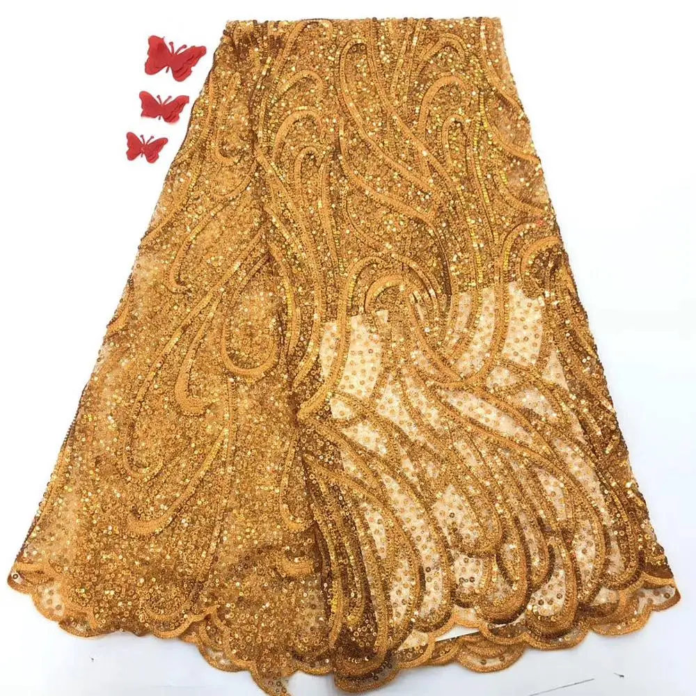 Самая популярная африканская кружевная ткань с блестками Высококачественная