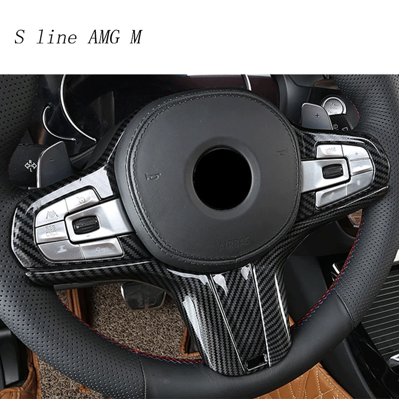 Car Steering Wheel Frame Decoration Cover Stickers For BMW 5 Series G30 X3 G01 X4 G02 X5 G05 X6 G06 Carbon fiber Interior Decals