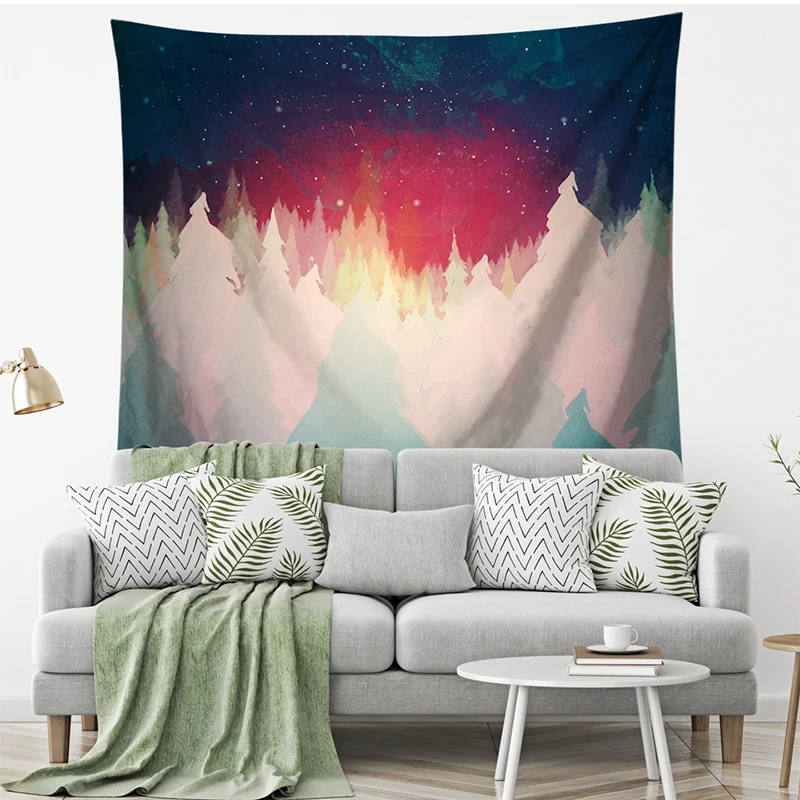 Пейзаж лесной Декор пляжная чернильная Живопись Настенный Ковер домашний декор