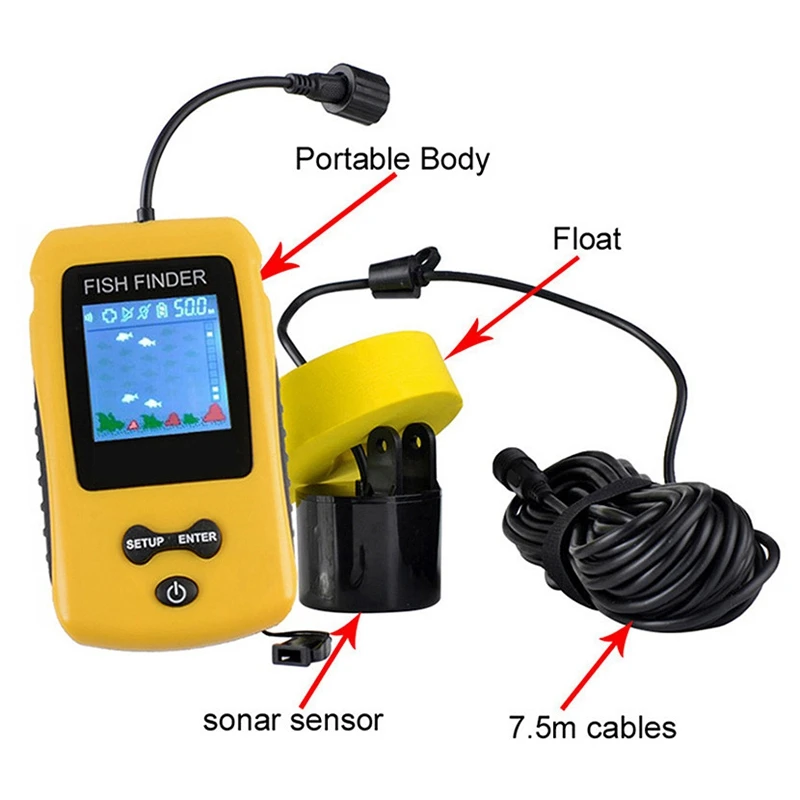 Portable Sonar Fish Finder With Coloured Lcd Display Screen Fishing Lure Echo Sounder Fishfinder | Спорт и развлечения