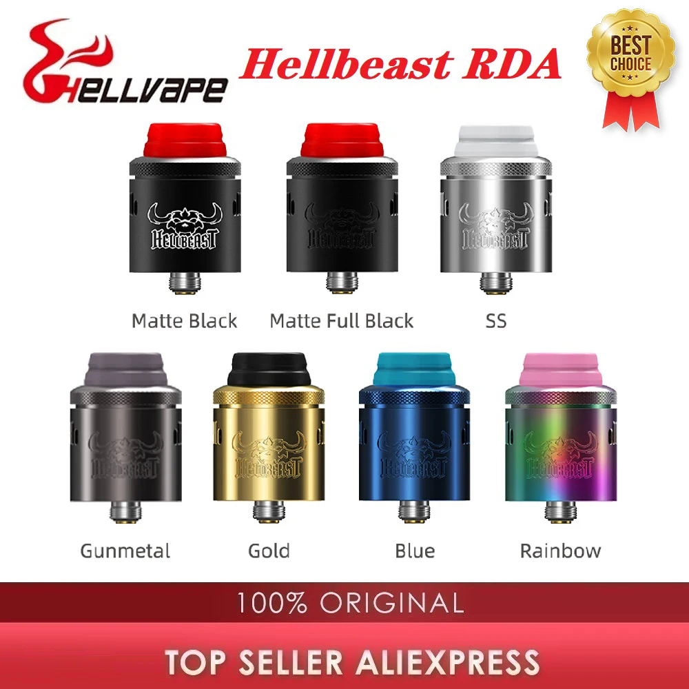 Original Hellvape Hellbeast RDA Tank 810 Drip Tip Atomizer with NI80 Fused Clapton Coil E Cigarette Vaporizer Vs Dead Rabbit V2 |