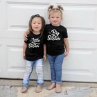 Детская одежда для девочек, черная летняя футболка с коротким рукавом для старшей сестры