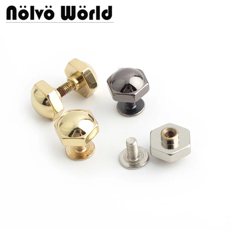 

10-50pcs 6 colors 10mm Copper Hexagonal screw head rivet screw for sewing bags bracelets straps