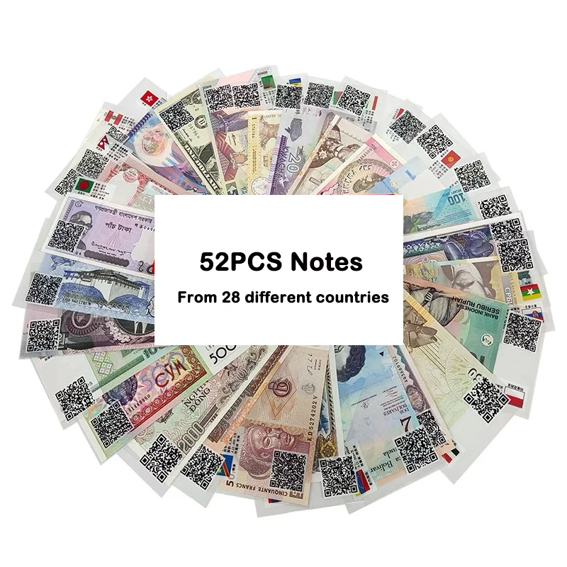 Набор из 52 банкнот 28 стран реальные оригинальные банкноты невалютные