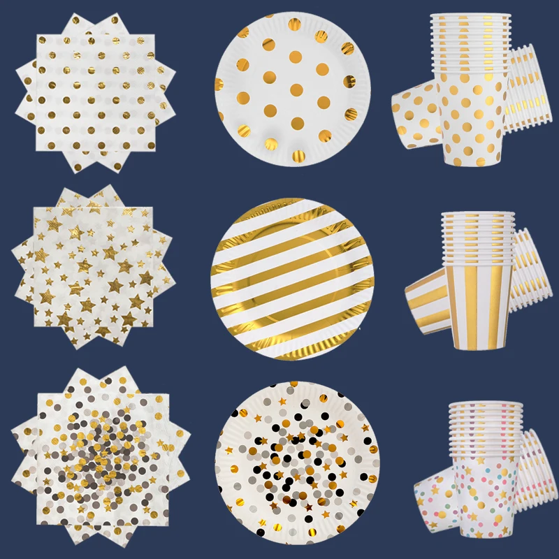10 шт. золотой пластине Золотой тематическая вечеринка на день рождения столовые