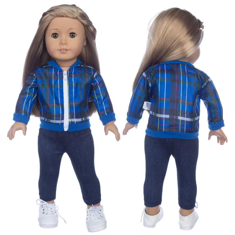 Синий костюм для американской девочки, 18-дюймовая кукольная одежда, кукольные аксессуары для детей, лучший подарок