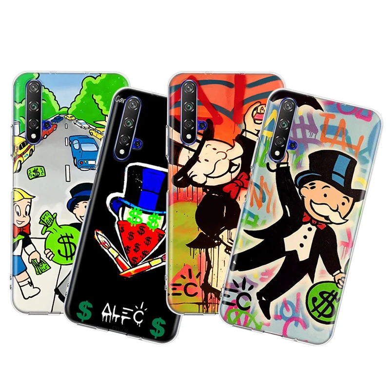 

Cartoon Dollar Monopoly Silicone Cover For Honor 20 30 20S 20E 30i 30S V20 V30 Lite Pro Plus 5G Transparent Phone Case