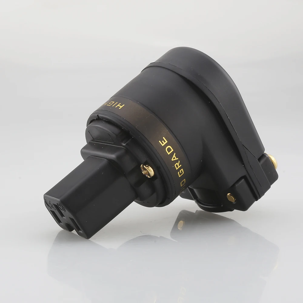 Audiocrast 24K SCHUKO Mains Right Angle Male Plug to IEC C13 Female Socket HIFI Power Connector