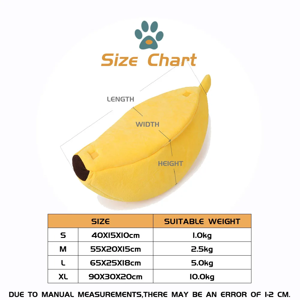 

Banana Shape Dogs Beds Semi-enclosed Cats Cave House Cute Kitten Home Indoor Warm Sleeping Kennel for Small Medium Pet Supplies