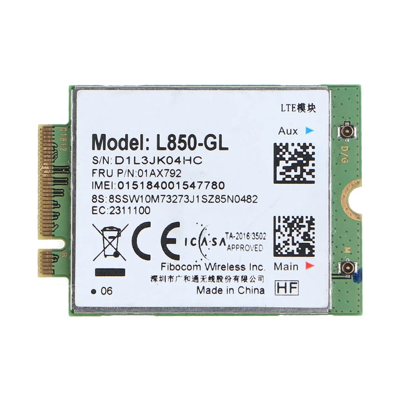 4G LTE Wireless Module L850-GL M.2 Card FRU 01AX792 for Thinkpad Carbon Gen6 X280 T580 T480s L480 X1 Yoga Gen 3