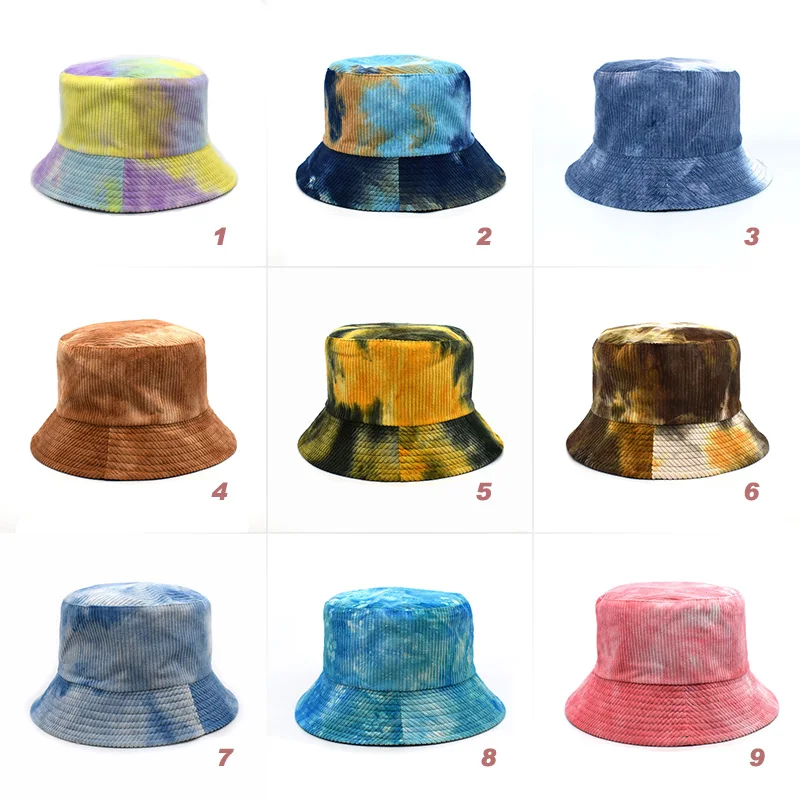 

Модные осенне-зимние разноцветные шляпы с галстуком-краской, вельветовые шапки для рыбаков, Женские винтажные кепки в стиле хип-хоп, Панама,...