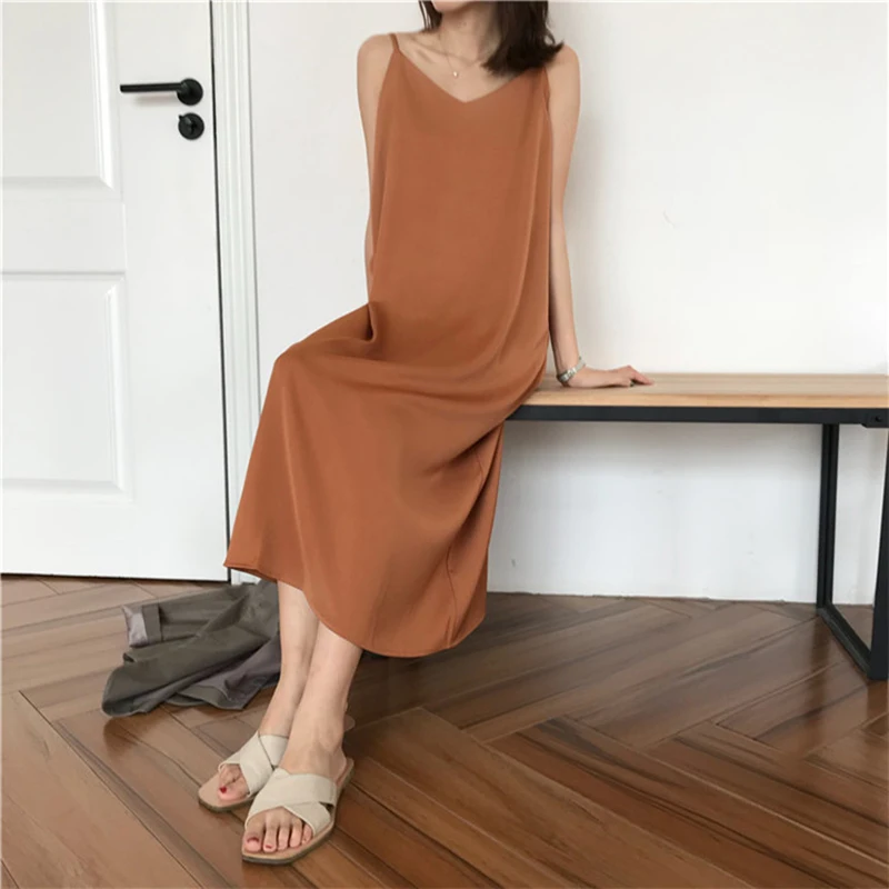 

Women Maxi Dress Summer Sexy Spaghetti Strap V Neck Sleeveless Loose Dress Casual Straight Black Chiffon Dresses Femme Vestidos