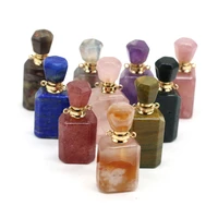 natural perfume bottle stone pendant necklace essential oil diffuser crystal agate stone charms for jewelry making