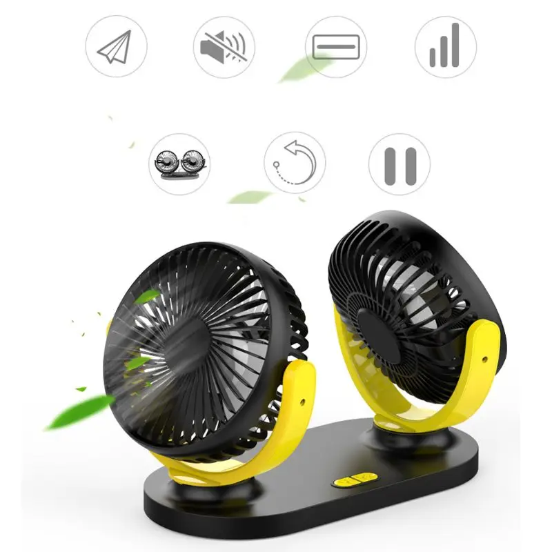 

5V USB Fan 360 Rotatable Dual Head 3 Speeds Adjustable Dashboard Auto Car Fan Q1JF