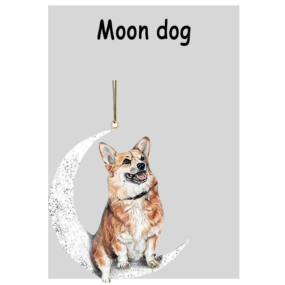 

Акриловая подвеска в виде собаки, сидящей на Луне, украшение для вечерние, подвеска, креативная Рождественская елка, детский подарок, да, Вис...