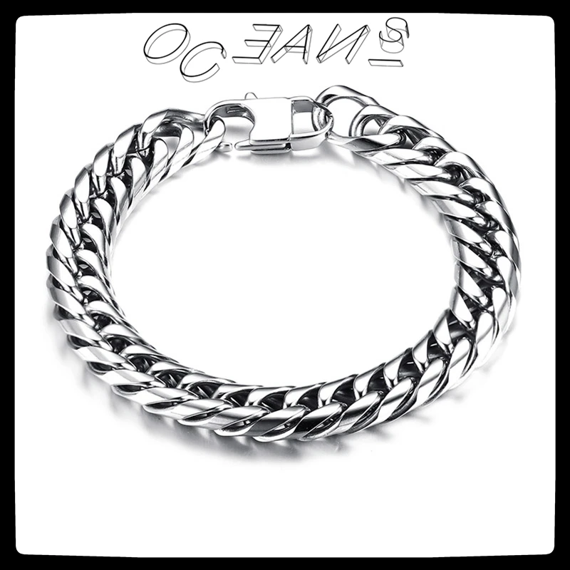 

SexMara 20FW New Hip Hop Punk Cuban Chain Titanium Steel Bangle Fashion Punk Bangle Bracelet For Women Girls Men Party Jewelry